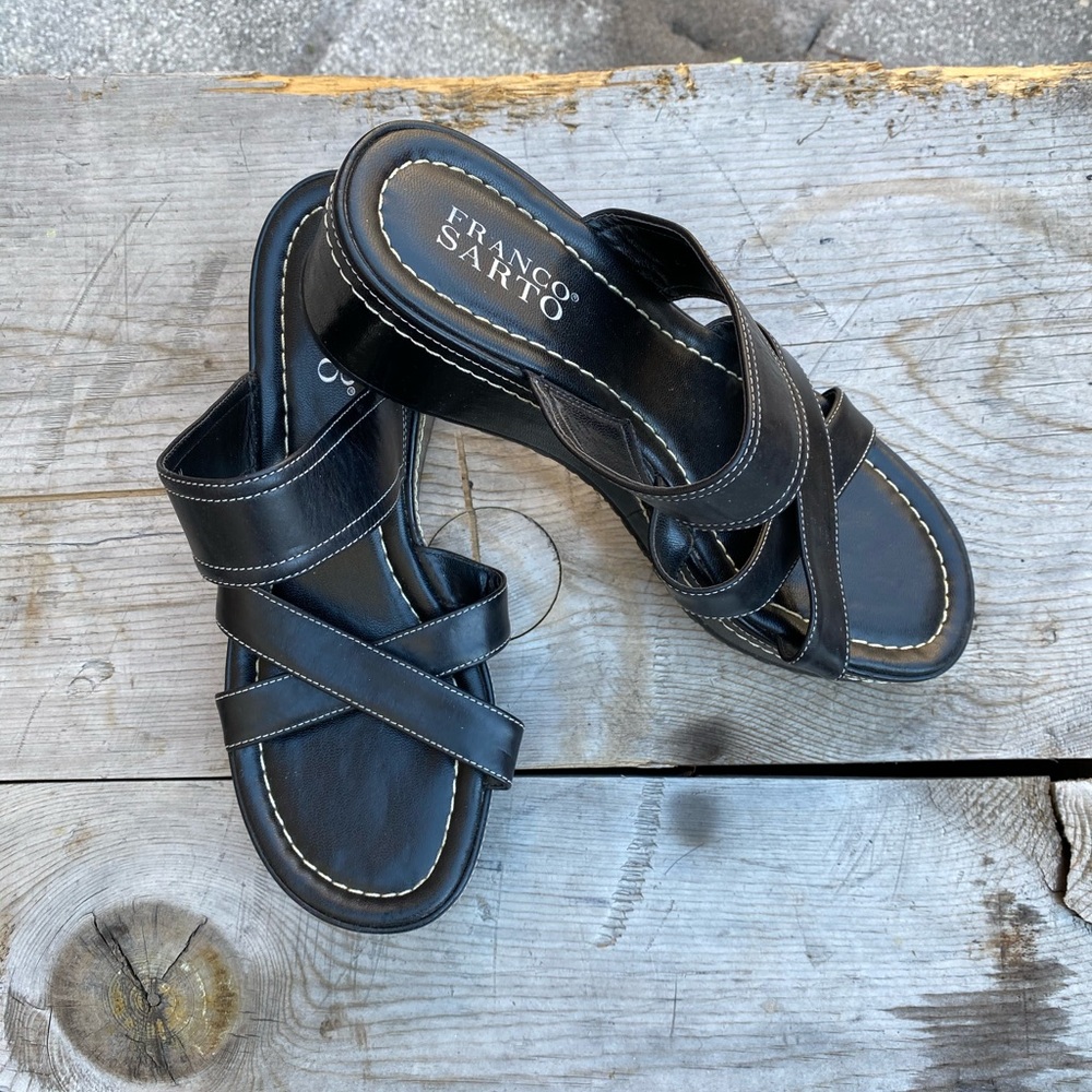 Franco Sarto black wedges